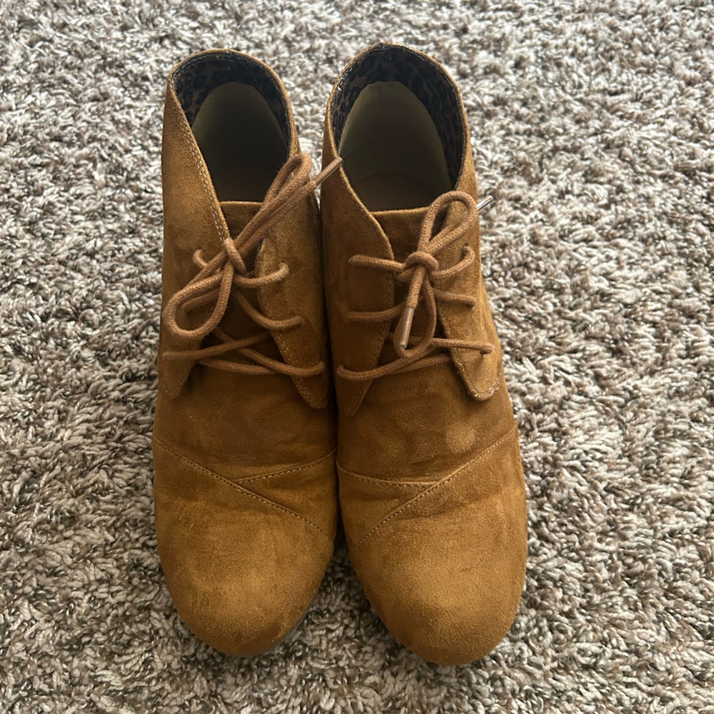 Soda Brown Faux Suede Platform Ankle Booties